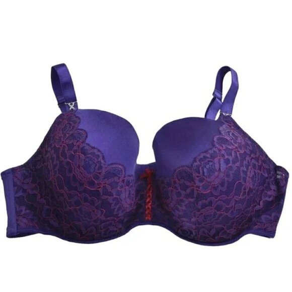 Deesse Purple Red Bra Lace Satin Underwire Size 40DDD - Picture 1 of 7